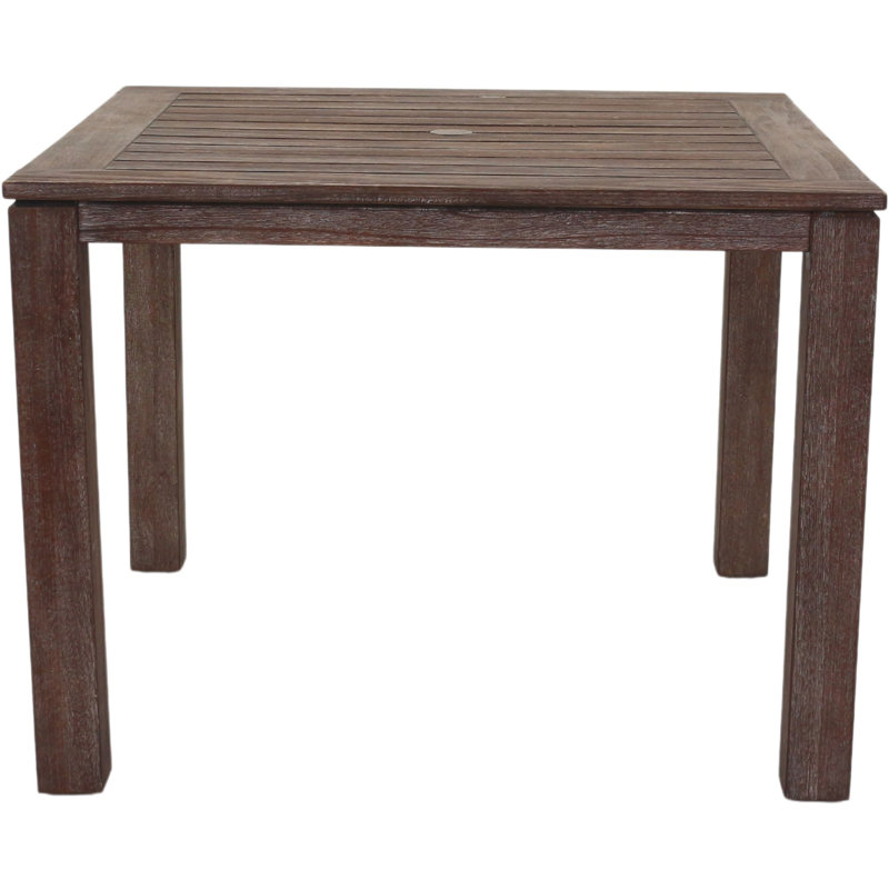 Square Teak Outdoor Dining Table With Umbrella Hole , 39.37'' in. W 39.37'' in. D