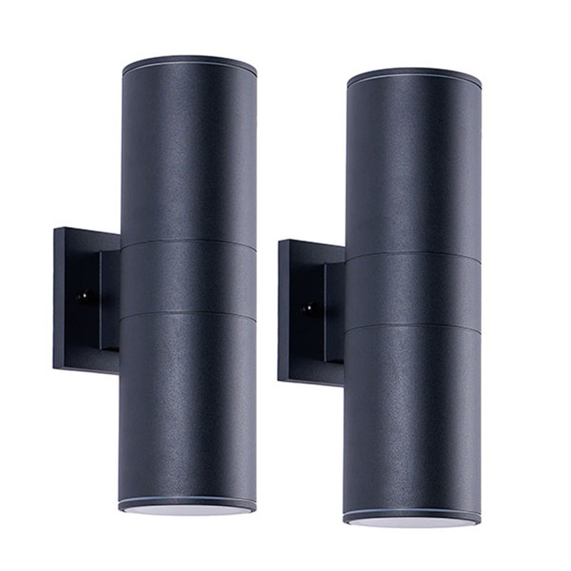 Outdoor Wall Lights Matte Black Up & Down Square Wall Sconces (E26 Base, Bulb Not Included), 2, 14"