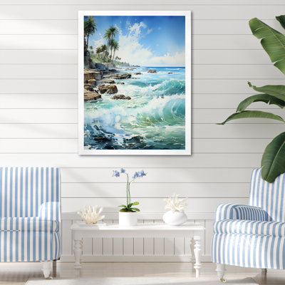 «Azure Seascape Palms Horizon II», reproduction sur toile
