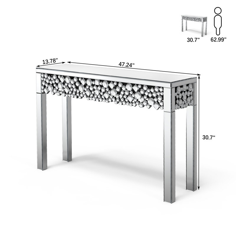 Yolanta 47.24" Glass Console Table With Crystal Frame