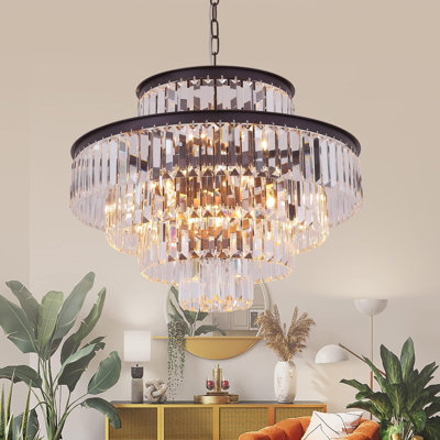 Modern Crystal Chandelier Pendant Light Fixture With K9 Crystals For Dining Room Living Room Foyer Hallway 13-Lights Ceiling Lamp