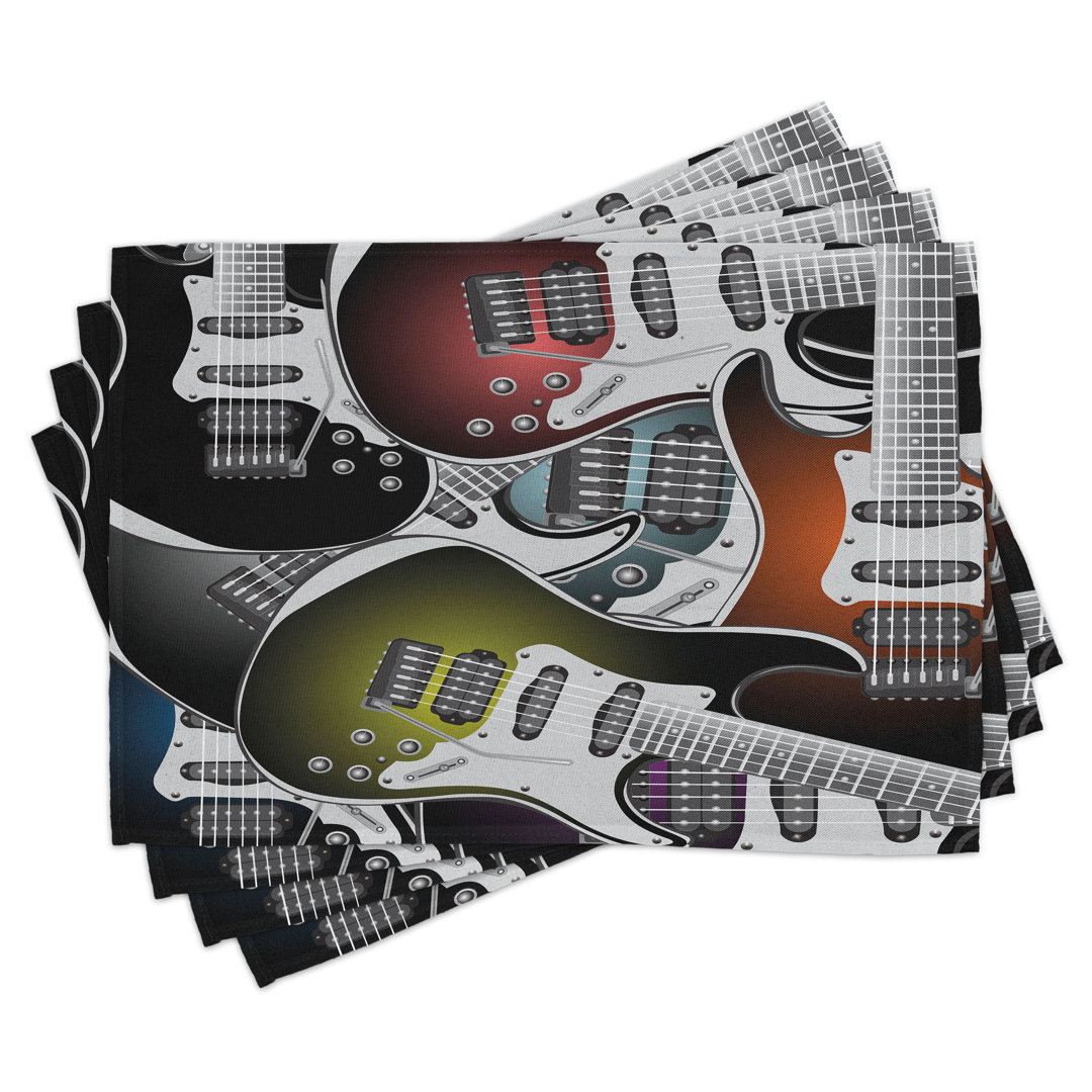 Platzdeckchen 4er-Set, Bunte Gitarren, Multicolor