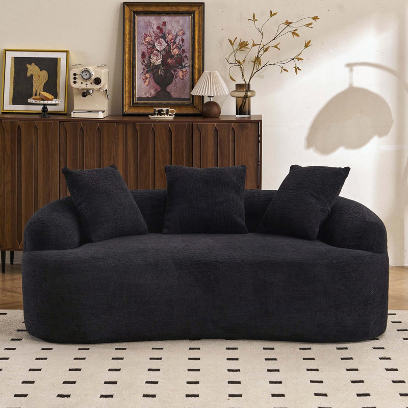 Causeuse incurvée avec 3 coussins Boneless, Noir