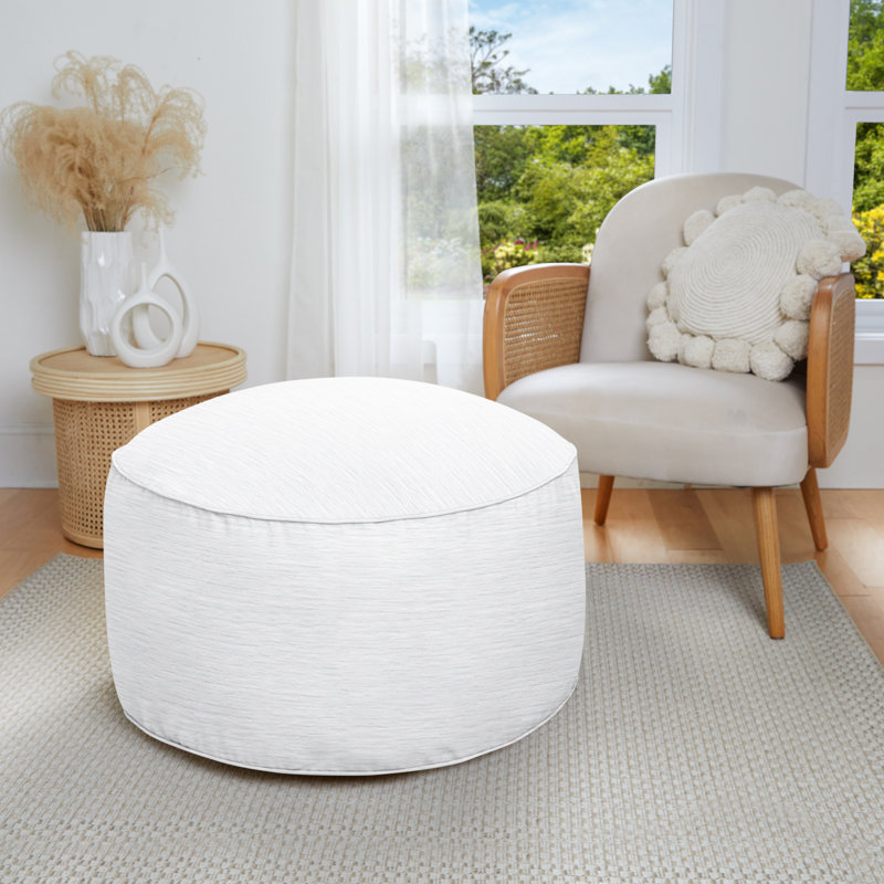 Pouf d'intérieur à texture douce Jahmad Snow, 100 % polyester blanc