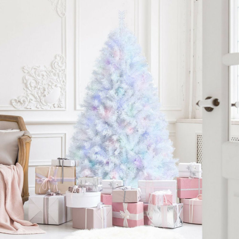 Arbre de Noël artificiel avec extrémités de branches irisées et base en métal, 6'