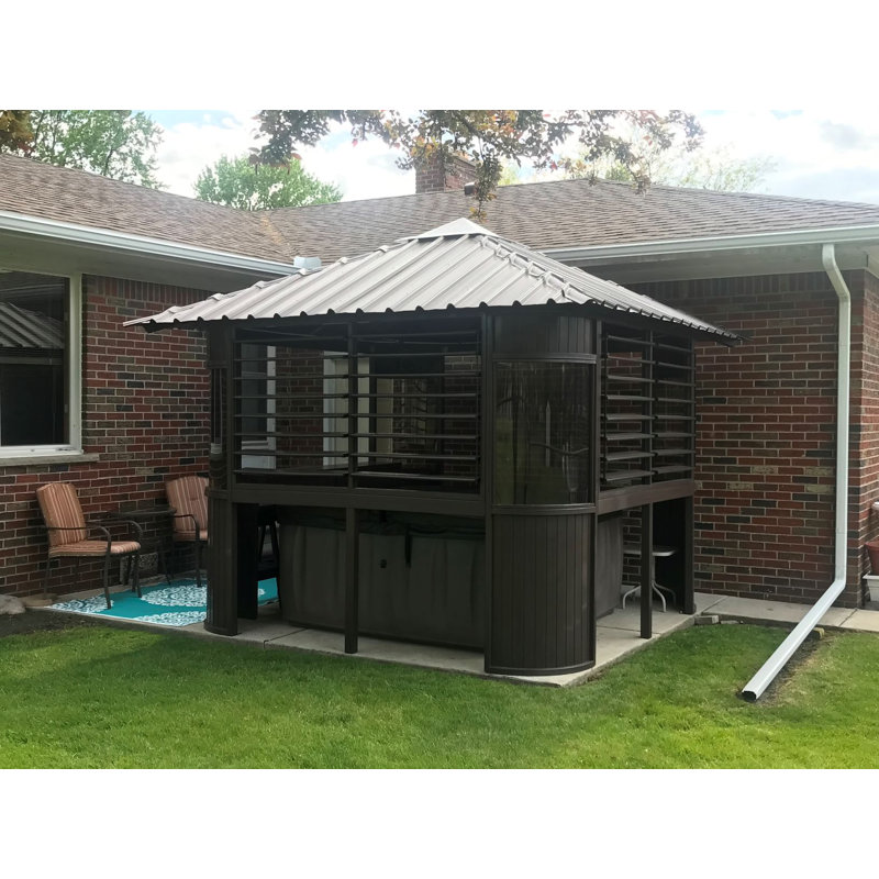 Zento 9.5 Ft. W x 9.5 Ft. D Ultrawood Composite Patio Gazebo Gazebo, Brown