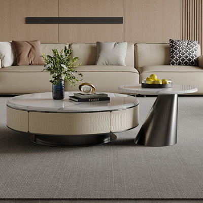 Light luxury minimalist marble round coffee table