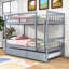 Lit superposé simple au-dessus de simple en bois avec lit gigogne simple en bois, peut être divisé en 2 lits individuels-1355529130