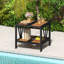  Table de bout à 2 niveaux pour table d'appoint à 2 niveaux avec tablette de rangement pour parasol de 1,57 po-589514542