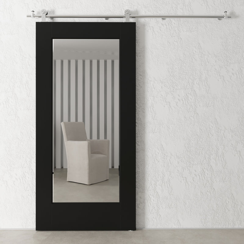 Porte de grange en bois et verre peint avec trousse de quincaillerie d'installation