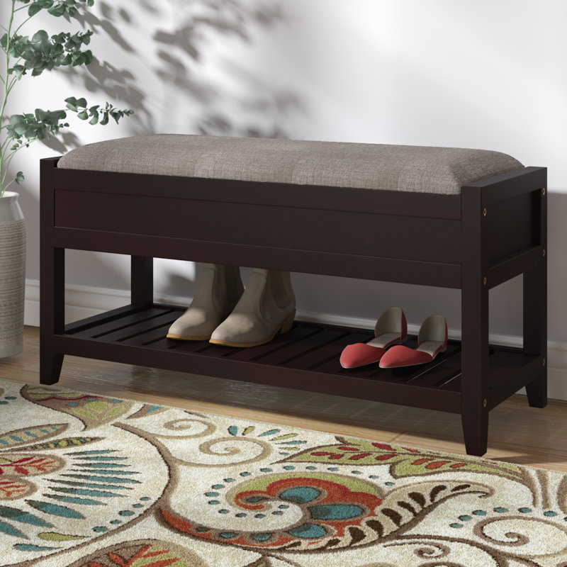 Banc de rangement rembourré avec couvercle rabattable Ingleside, Espresso