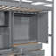 Lit superposé simple avec tiroirs, garde-robe, tablettes de rangement et lit hydraulique-112674669
