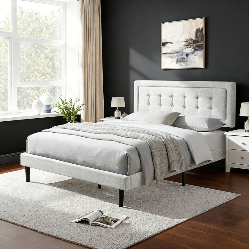 Base de lit tapissier grand format, Light Gray