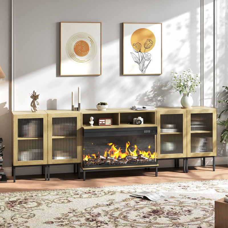 100Inch TV Stand, Oak Wood