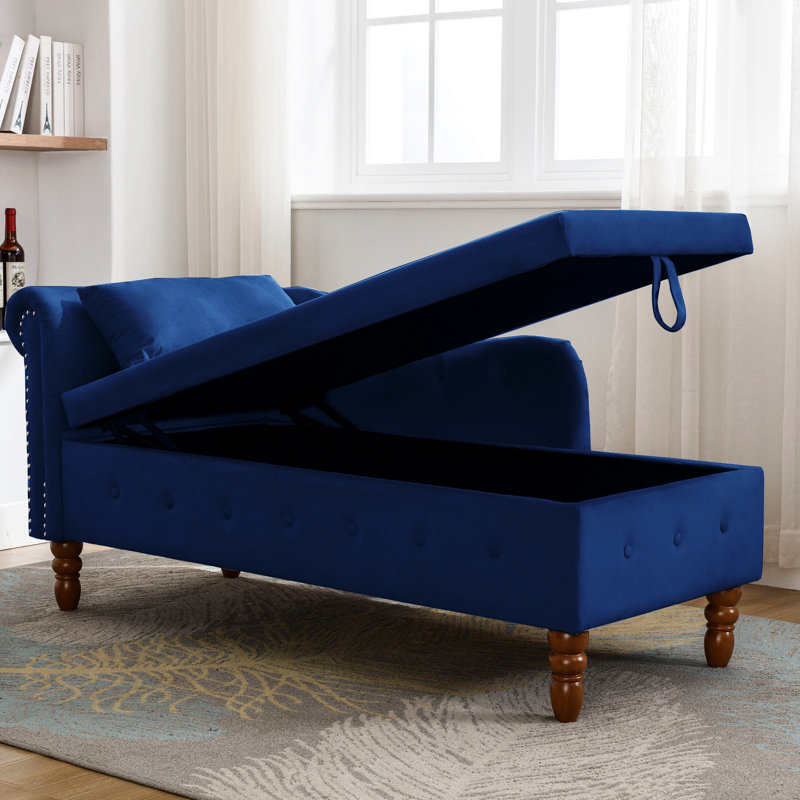 Chaise rembourrée avec velours doux et rangement dissimulé pour le confort de la chambre à coucher Tissu Mid-Century moderne