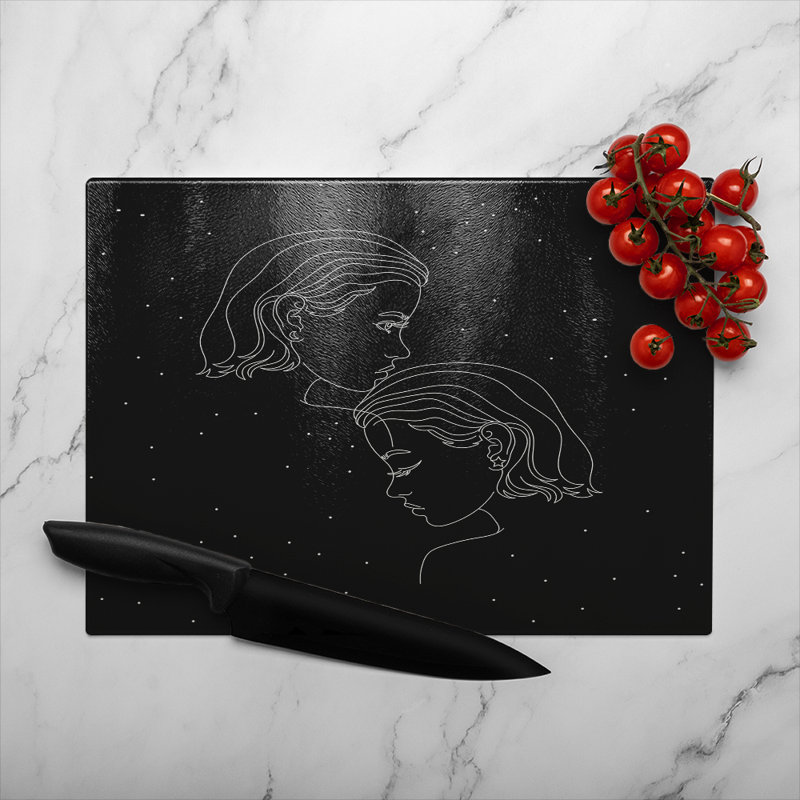 Gemini Zodiac Sign Dining Glass Chopping Board, 28cm L x 20cm W