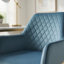 Chaise de bureau moderne, base en métal capitonnée losange bleu noir