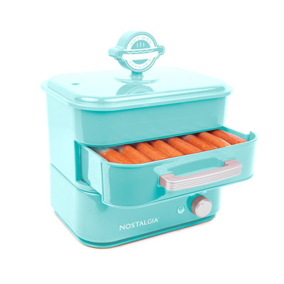 Nostalgia Hot Dog Steamer and Bun Warmer, Aqua