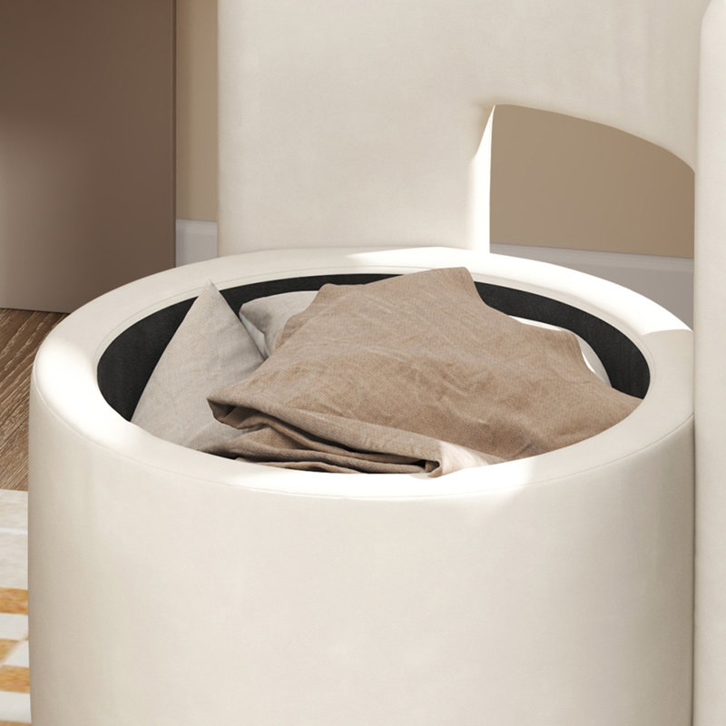 Chaise pivotante rembourrée à 360 degrés avec fonction de rangement, Similicuir beige