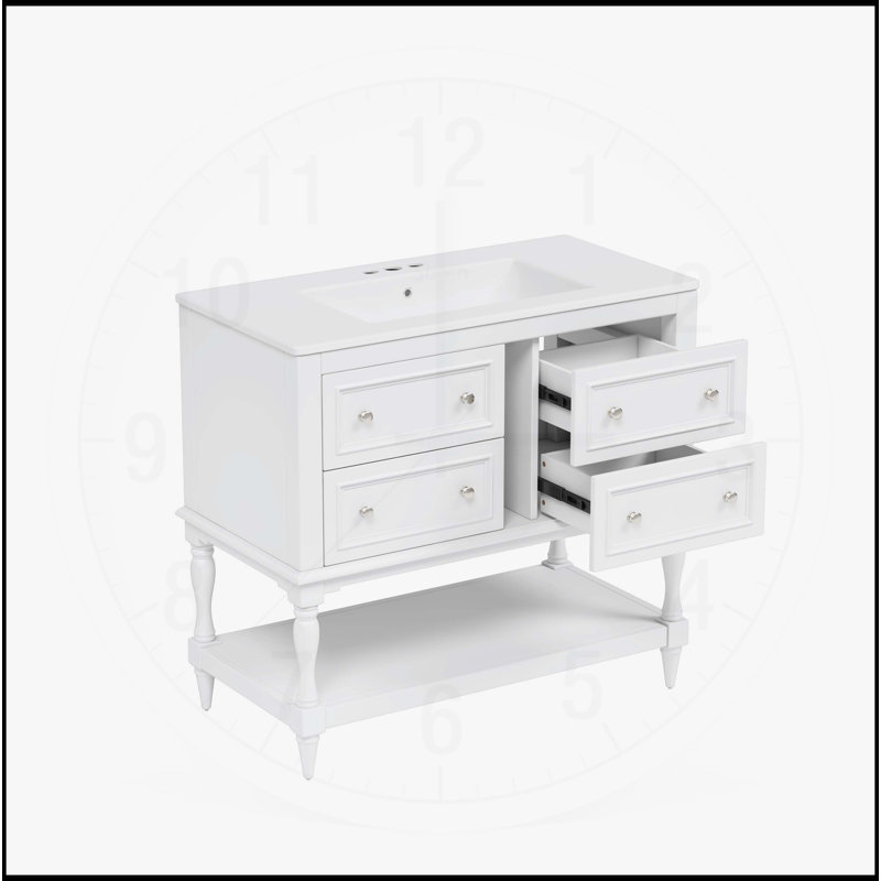 Meuble-lavabo 36 po avec armoire à pharmacie, Blanc