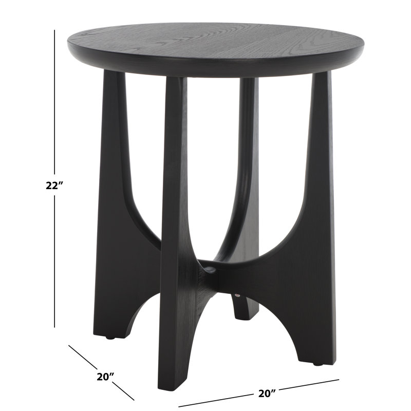Black Round Solid and Manufactured Wood End Table