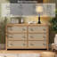 Commode Cevat en rotin à 6 tiroirs, design à profil incurvé et épais-275415055