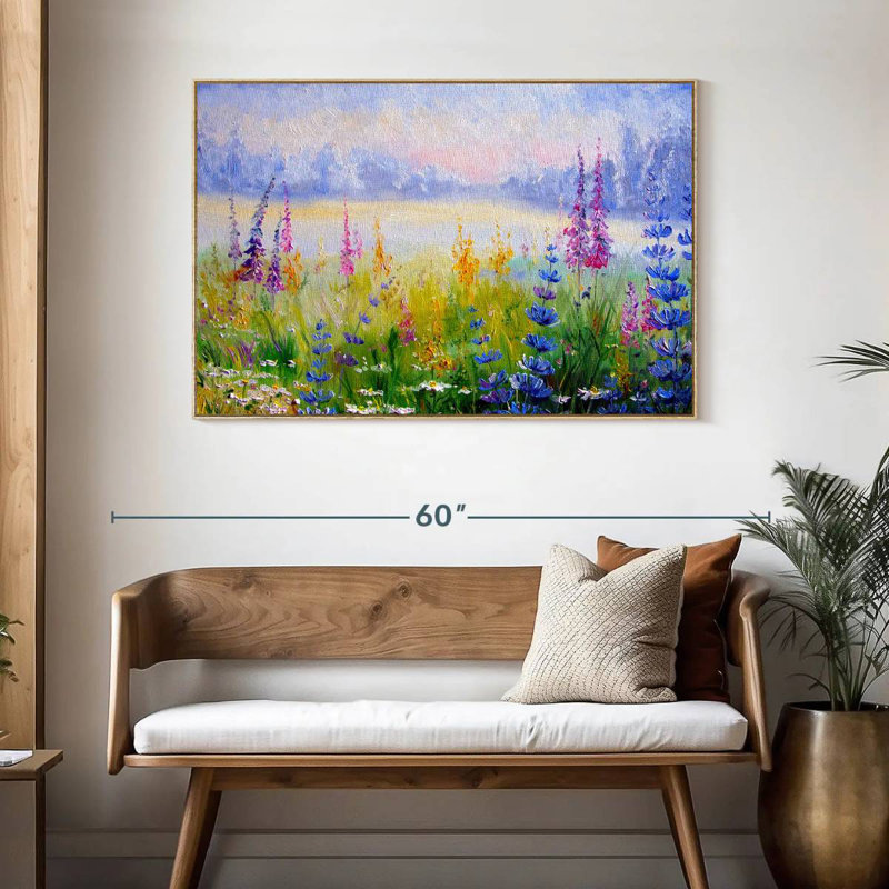 Floral, Cadre flottant en bois naturel, 46 po x 31 po