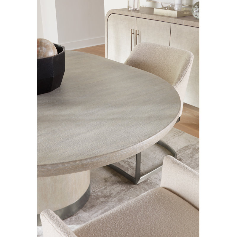 Modern Light Brown Oak Extendable Round Dining Table