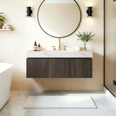 Meuble-lavabo de luxe avec lavabo flottant 48 po Luxury