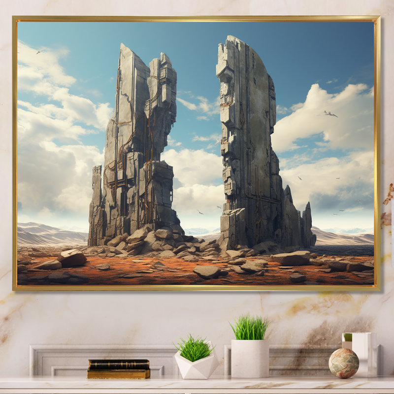 «Mind-Blowing», art mural surréalisme, H 30 po x l 40 po x P 1,5 po, Cadre flottant doré