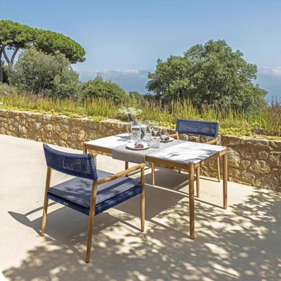 Ensemble de salle à manger d'extérieur moderne simple en teck de 62,99 po