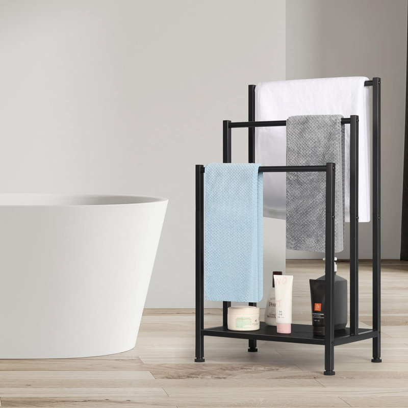 Porte-serviettes sur pied, Noir