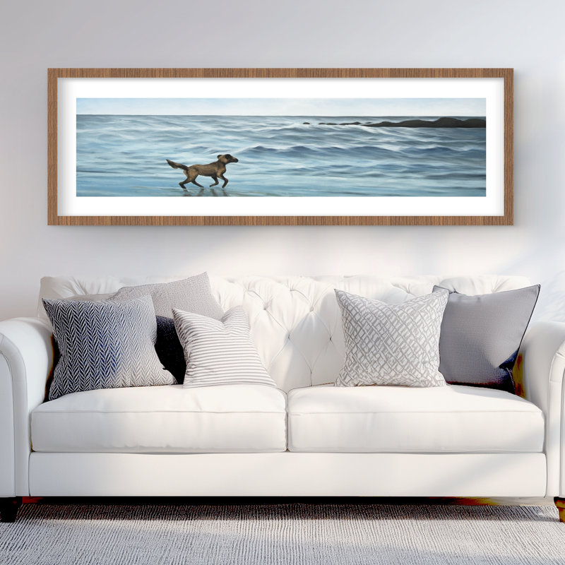 Chien sur la plage - bleu marine, Brun