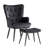 Tufted Wingback Chair and Ottoman-390166509