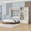 Grand lit escamotable en bois avec tablettes et lumières-129077054