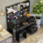 Coiffeuse Greyden avec miroir lumineux, prises de courant et 6 tiroirs-1238950191