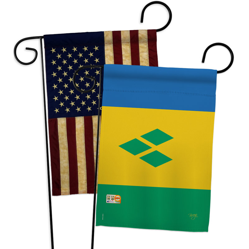Ensemble de drapeaux décoratifs en polyester 2 faces 19 x 13 po et 2 pièces saint vincent et grenadines