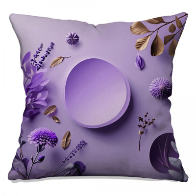 Coussin mauve à motif floral