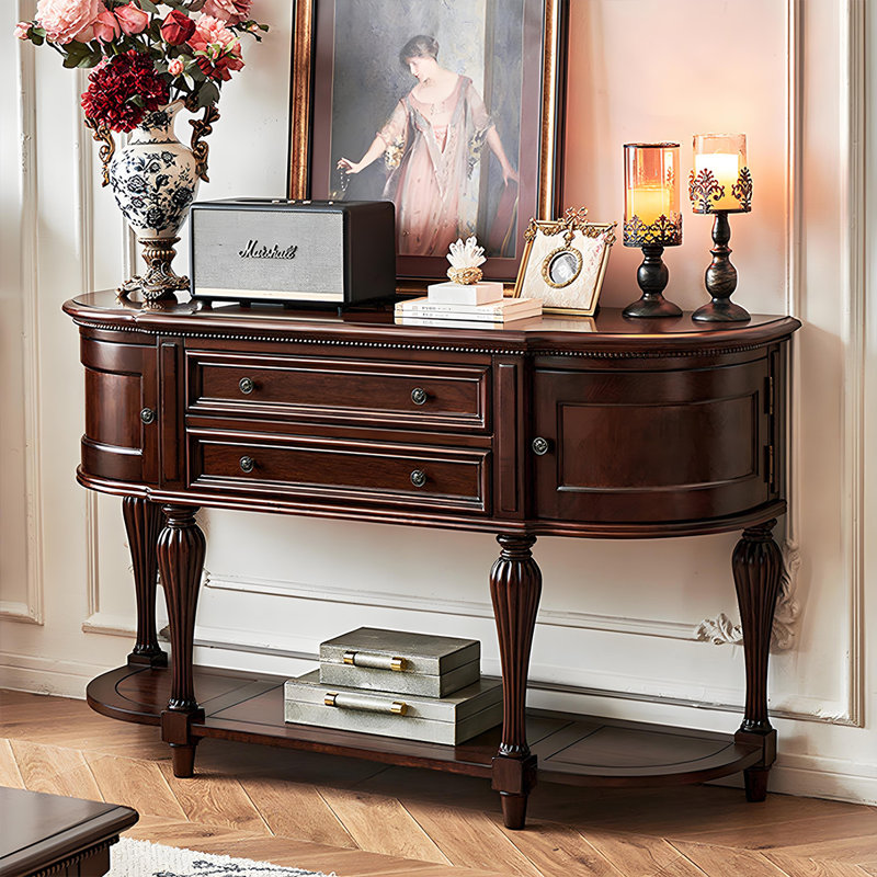 Armoire de rangement en bois massif brun de style américain 62,99 ", H 35,43 po x l 62,99 po x P 17,72 po