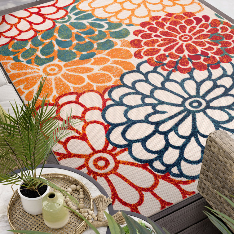 Shameekia Water Resistant Indoor Outdoor Rugs for Patios, Deck, Porch or Entryway