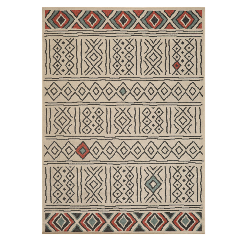 Tribu Bohemian Geometric Indoor/Outdoor Performance Area Rug, Rectangle 2' x 3'