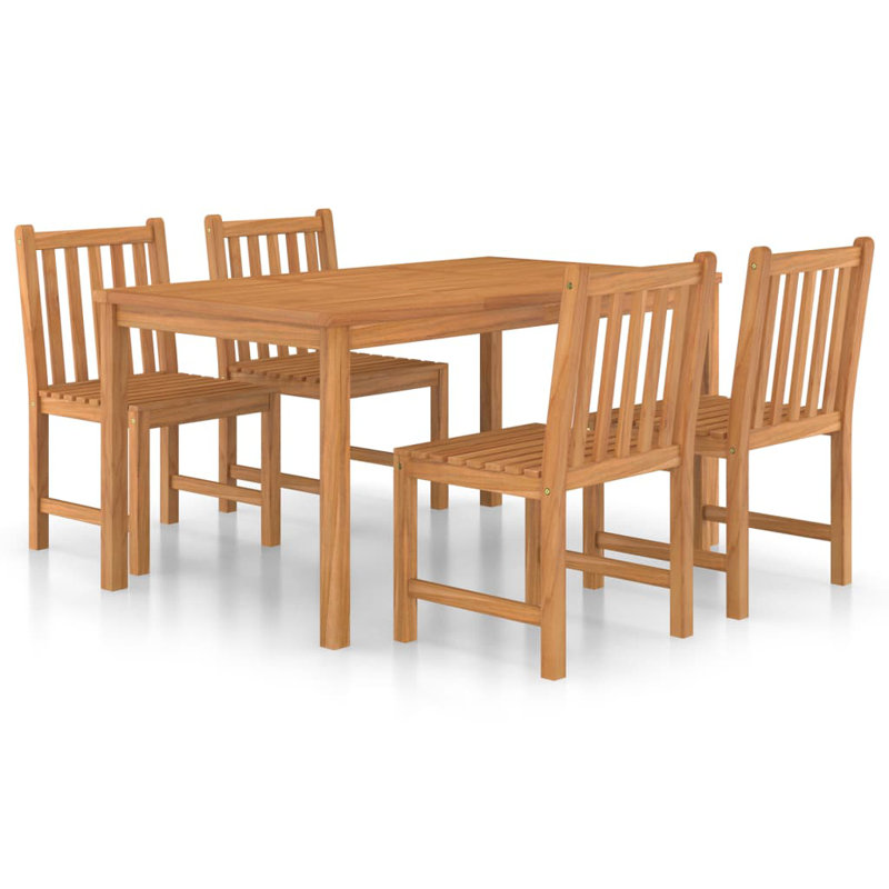 Cisbrough Rectangular 5 - Piece 4 - People Teak Outdoor Table Set, 77cm H x 90cm W x 150 cm