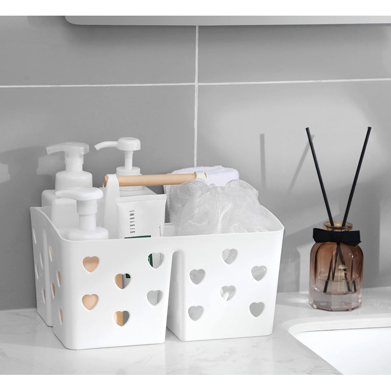 White Portable Plastic Shower Caddy Organizer with Handle
