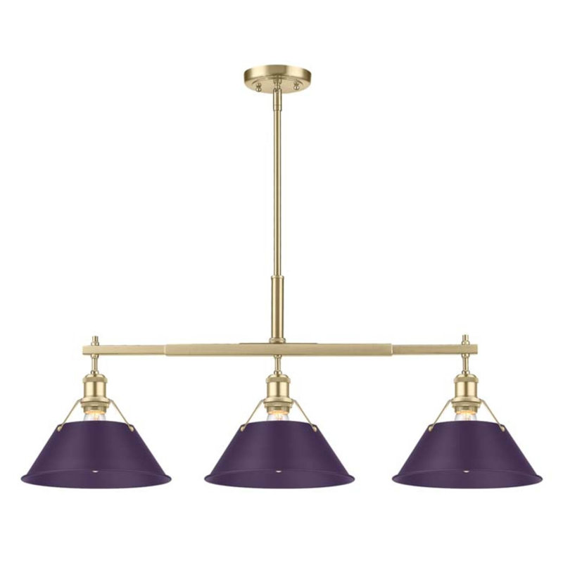 Suspension Bisto 3 pour îlot de cuisine, Exotic Purple, Brushed Champagne Brass