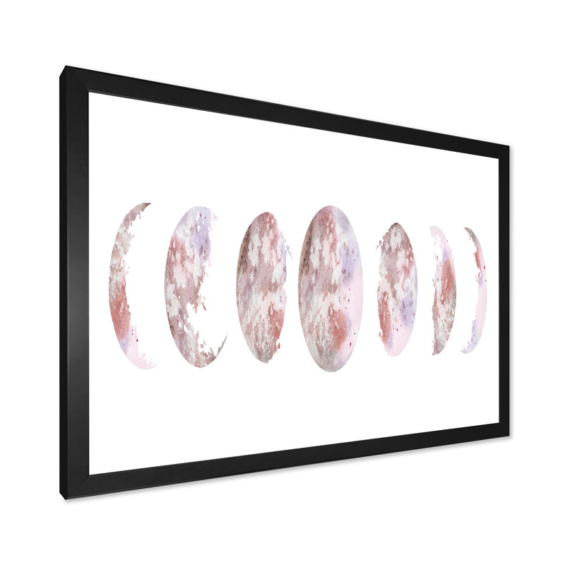 Phases de lune - Impression sur toile, H 24 po x l 32 po x P 1 po, Cadre photo noir