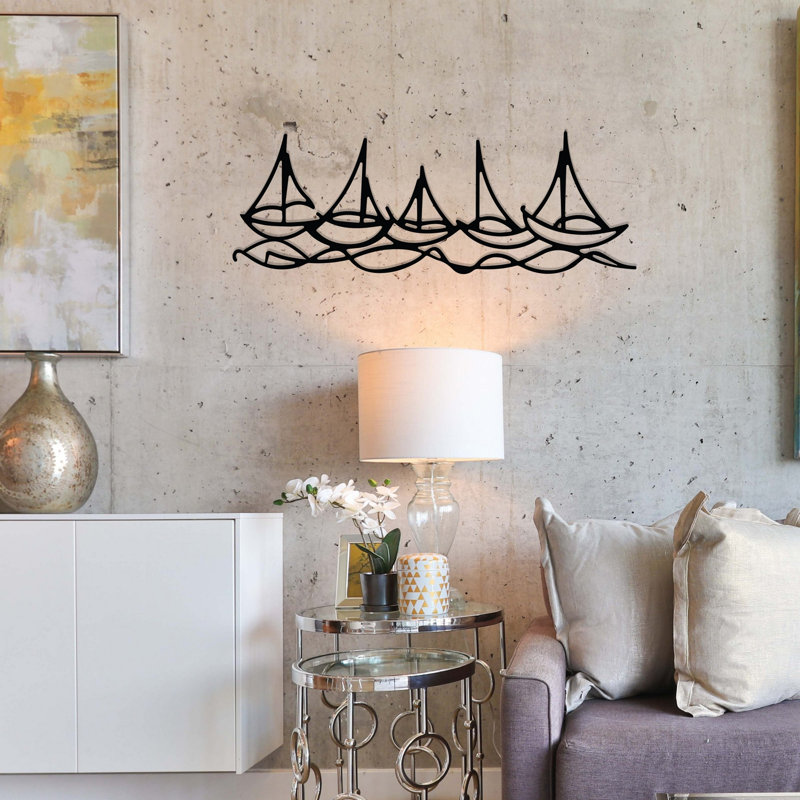 Élégant accessoire mural décoratif en métal, finition noire, 26,8 po x 9,4 po | Fabrication 100% métal, épaisseur: 0,05 pouce | Design moderne pour la décoration intérieure, durable et accrocheur