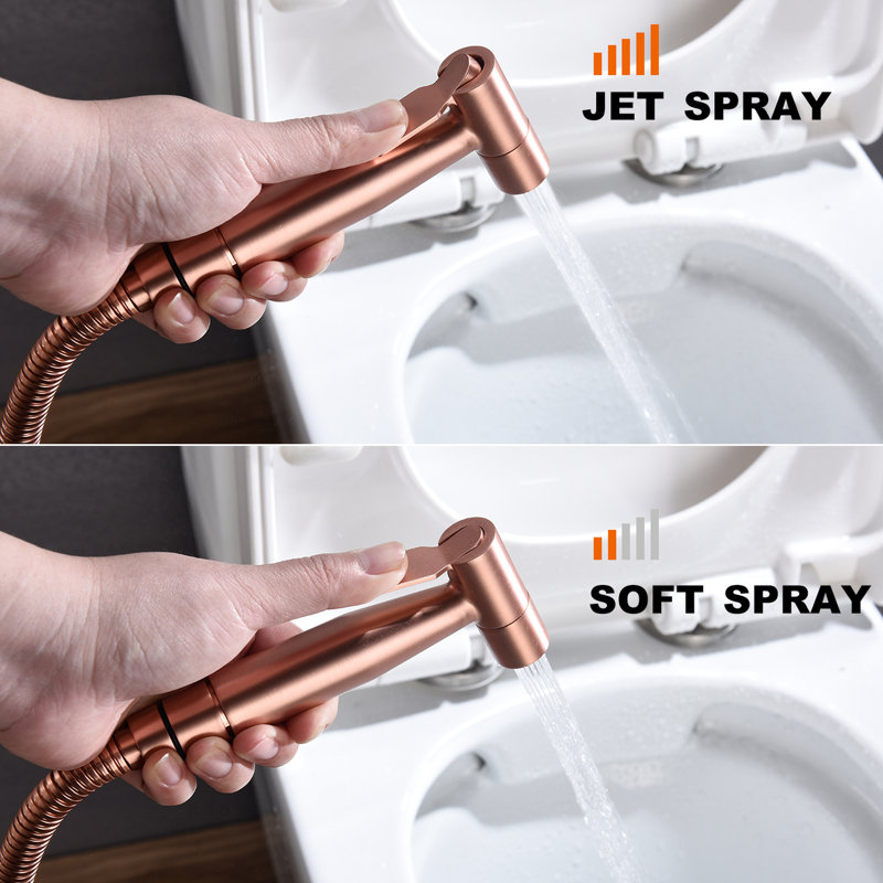 Handheld Bidet For Toilet - Rose Gold Metal, Enhances Bathroom Hygiene With Customizable Spray Patterns And Rust Finish Metal Toilet, Design Hygienic Cleansing Adjustable Intensity