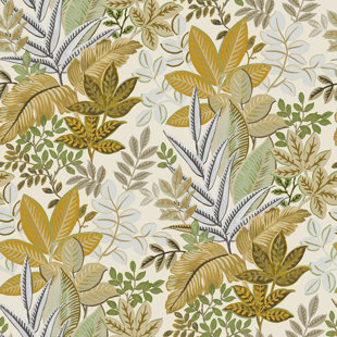 Into The Wild Collection Metallic Leaf Foliage 33' L x 21" W Wallpaper Roll
