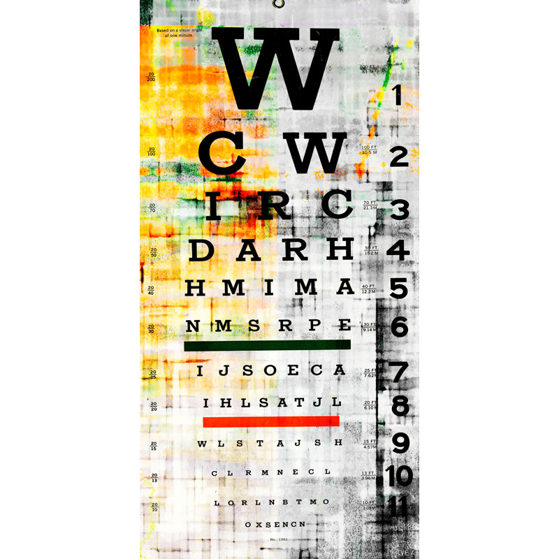 « eye chart » par parvez taj,, reproduction d’art sur toile tendue, H 45 po x l 22,5 po x P 1,5 po