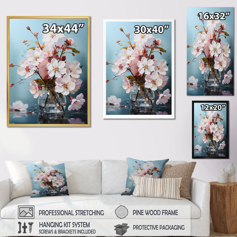 Fleur de pommier IV sur toile, Toile tendue, H 40 po x l 30 po x P 1,5 po